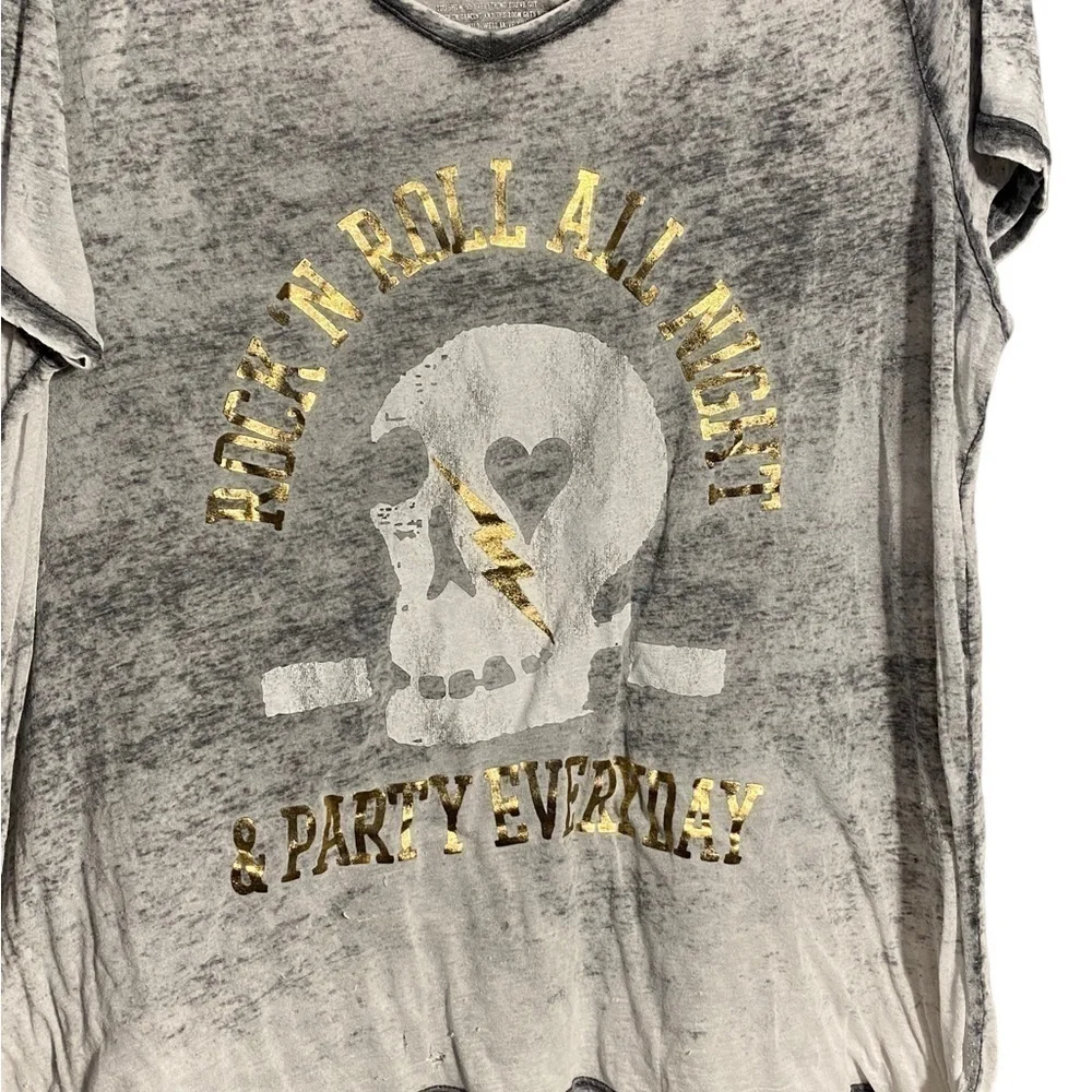 Lane Bryant by Lyric Gray Burnout T-Shirt Rock and Roll All Night